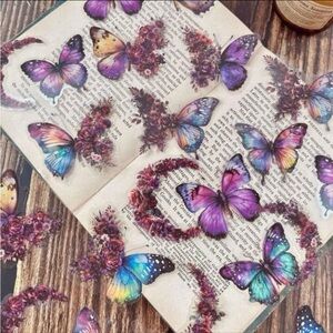 Purple and Blue Hues Butterfly & Floral Moon Transparent Stickers Pack of 30